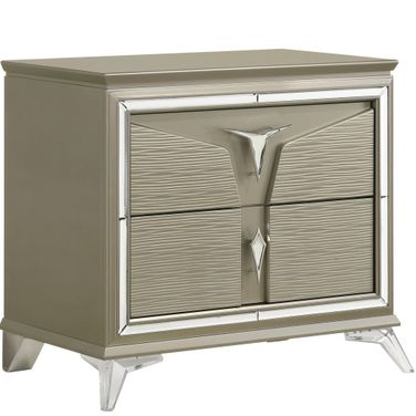 Samantha Modern Style 2-Drawer Nightstand Made With Wood and Mirrored Accents