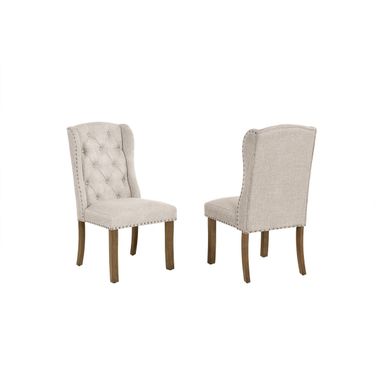 Samantha Wingback Dining Chair Set of 2 in Beige