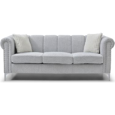Sammy Teddy Bear Chenille Rolled Arm Sofa in Gray