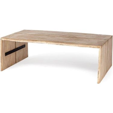 San Andreas Rectangular Brown Solid Wood Top And Base Coffee Table