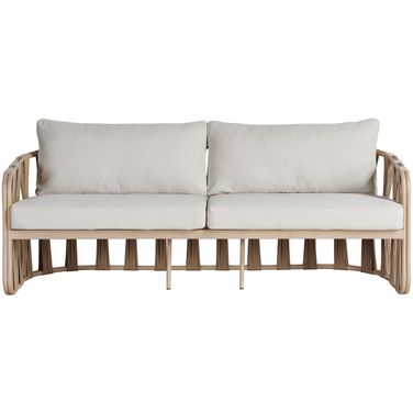 San Pietro 90.5 Inch Fabric Upholstered Outdoor Patio Sofa In Beige and Natural