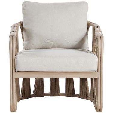 San Pietro Fabric Upholstered Outdoor Patio Chair In Beige and Natural