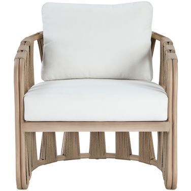 San Pietro Fabric Upholstered Outdoor Patio Chair In Cream and Natural
