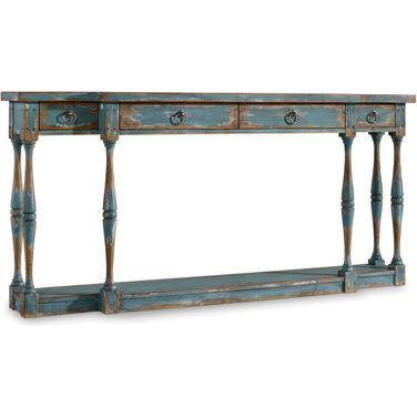 Sanctuary Blue Four-Drawer Thin Console