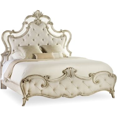 Sanctuary Silver and Beige King Upholstered Panel Bed