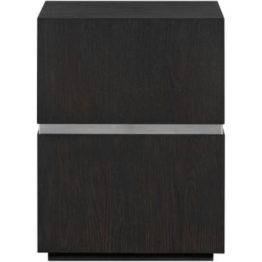 Sander Oak Veneer and Metal Band Modern Industrial Design 18 Inch Square End Table In Brown