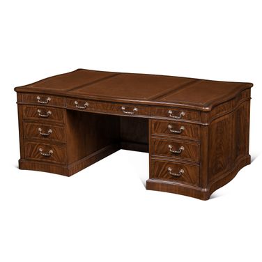 Sanders Desk In Mahogany/Brown/Brass