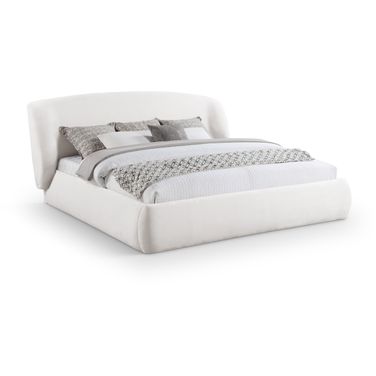 Sandro Chenille Fabric Upholstered Full Bed In Cream