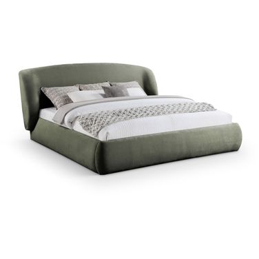 Sandro Chenille Fabric Upholstered Queen Bed In Green