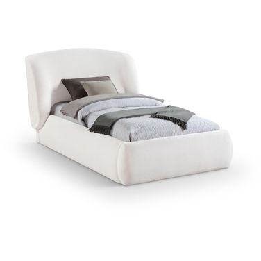 Sandro Chenille Fabric Upholstered Twin Bed In Cream