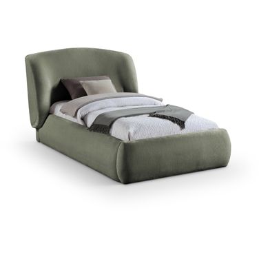 Sandro Chenille Fabric Upholstered Twin Bed In Green
