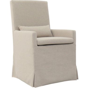 Sandspur Beach Brushed Linen Arm Dining Chair With Casters