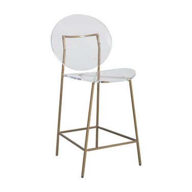 Sandy 25 Inch Counter Height Stool In Antique Gold and Clear