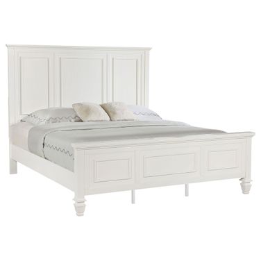 Sandy Beach 63 Inch Eastern King Wood Panel Bed In Cream White by