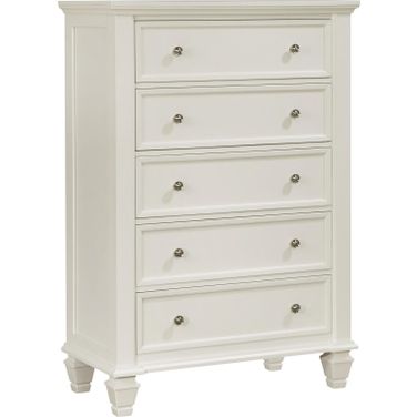 Sandy Beach 5-drawer Rectangular Chest Cream White