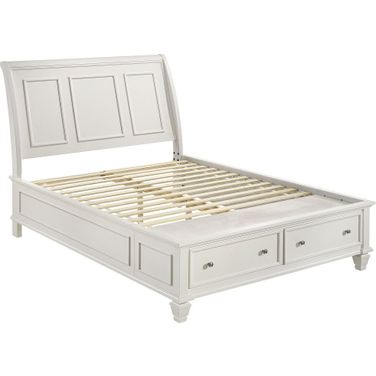 Sandy Beach Eastern King Storage Sleigh Bed Cream White