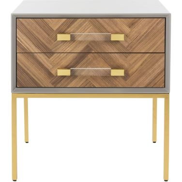 Sanford 2 Drawer Side Table In Walnut and Grey
