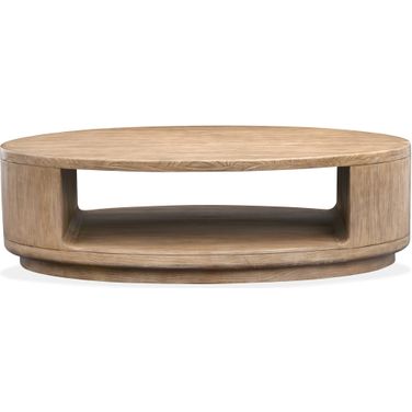 Sanford Oval Cocktail Table With Casters In Chateau Brown