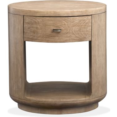 Sanford Round End Table In Chateau Brown