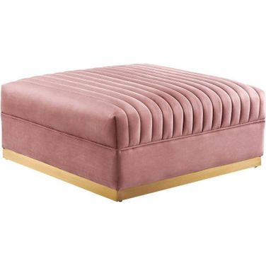 Sanguine Dusty Rose Channel Tufted Performance Velvet Modular Sectional Sofa Ottoman