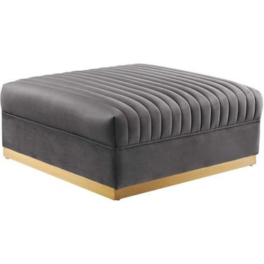 Sanguine Gray Channel Tufted Performance Velvet Modular Sectional Sofa Ottoman