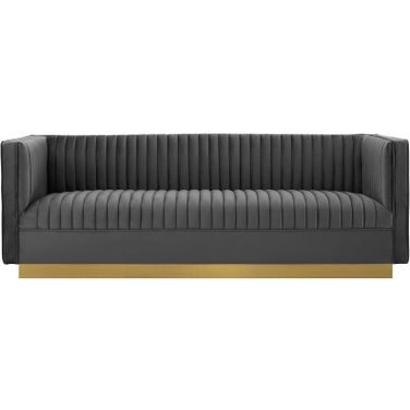 Sanguine Gray Vertical Channel Tufted Performance Velvet Sofa