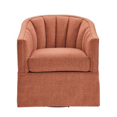 Sanibel Skirted Swivel Accent Chair In Coral