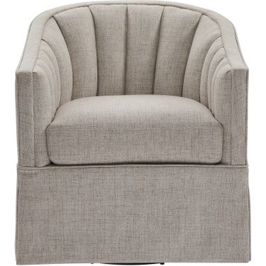 Sanibel Skirted Swivel Accent Chair In Ivory
