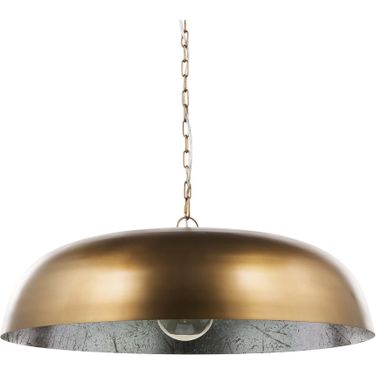 Sanne Metal with Silver Foil Wide Pendant Light In Antiqued Gold