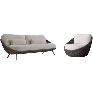 Santa Monica Outdoor Living Room Set In Cream Boucle and Grey
