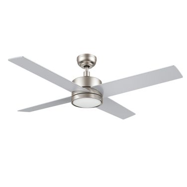 Santana 52 Inch 4-Blade Ceiling Fan with LED Light and Remote In Brushed Nickel and Silver
