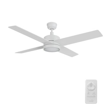 Santana 52 Inch 4-Blade Ceiling Fan with LED Light and Remote In White