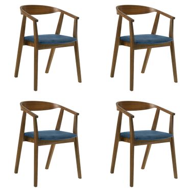 Santana Dining Chair Set of 4 In Walnut and Blue