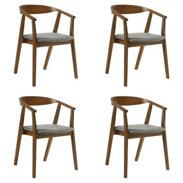 Santana Dining Chair Set of 4 In Walnut and Charcoal