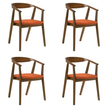 Santana Dining Chair Set of 4 In Walnut and Orange