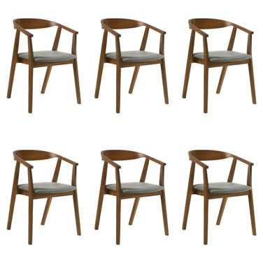Santana Dining Chair Set of 6 In Walnut and Charcoal