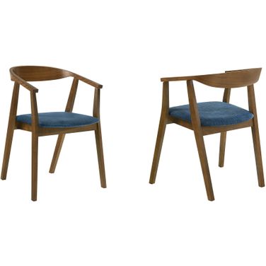 Santana Upholstered Wood Dining Chair Set of 2 In Blue