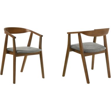 Santana Upholstered Wood Dining Chair Set of 2 In Gray and Brown