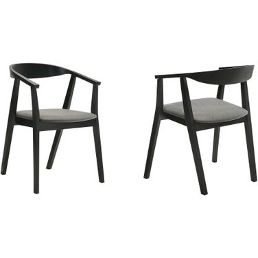 Santana Upholstered Wood Dining Chair Set of 2 In Gray