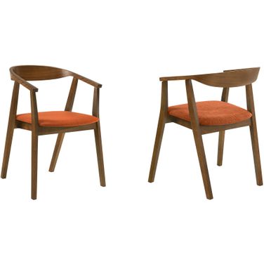 Santana Upholstered Wood Dining Chair Set of 2 In Orange