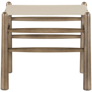 Santos Vegan Leather Upholstered Bench In Beige and Stained Brown
