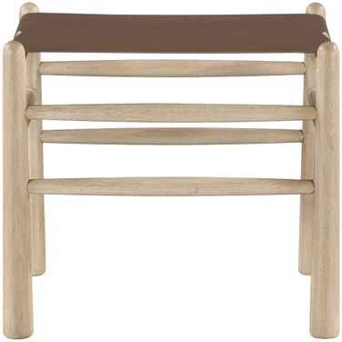 Santos Vegan Leather Upholstered Bench In Brown and Stained Natural