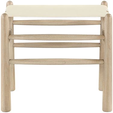 Santos Vegan Leather Upholstered Bench In Cream and Stained Natural