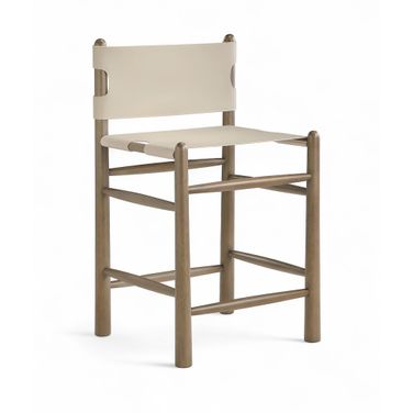 Santos Vegan Leather Upholstered Counter Stool In Beige