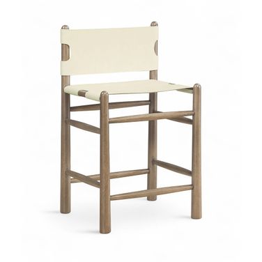 Santos Vegan Leather Upholstered Counter Stool In Cream