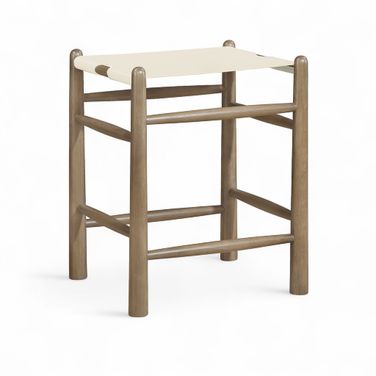 Santos Vegan Leather Upholstered Counter Stool In Cream