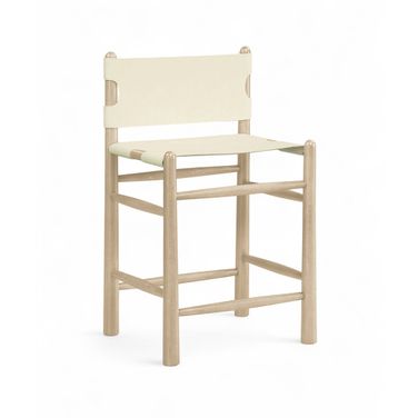 Santos Vegan Leather Upholstered Counter Stool In Cream