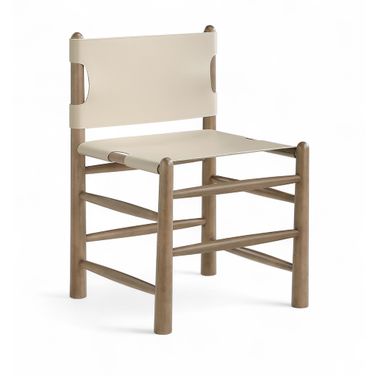 Santos Vegan Leather Upholstered Dining Chair Set of 2 In Beige