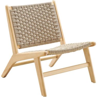 Saoirse Woven Rope Wood Accent Lounge Chair In Natural