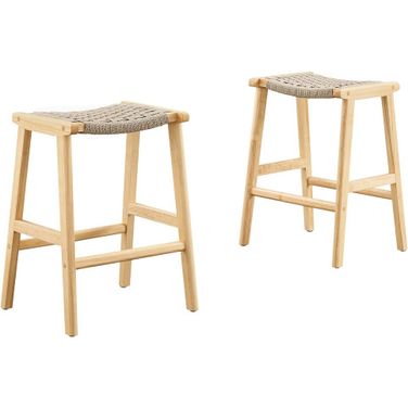 Saoirse Woven Rope Wood Counter Stool Set of 2 In Natural